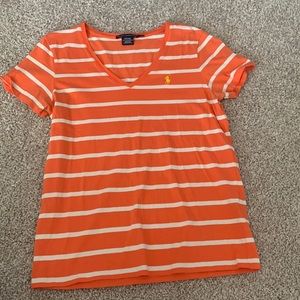 Orange and white Ralph lauren polo shirt